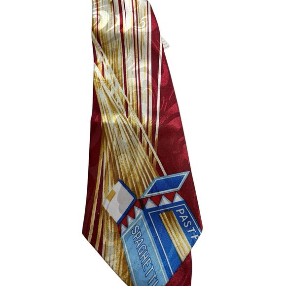 Vintage Designs By A. Rogers Men's Red Pasta Spaghetti Neck Tie - Picture 2 of 3